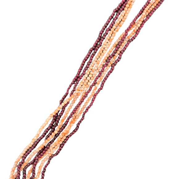 Vintage Garnet Coral Pink Angel Skin Necklace 3.8mm Beads 4 strand 24" u… - Picture 9 of 10